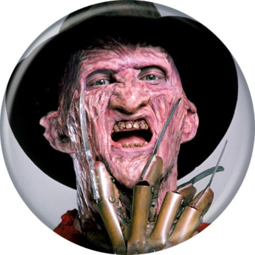 A Nightmare On Elm Street Freddy Kruger On Light Gray Button