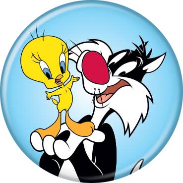 Looney Tunes Sylvester Tweety 1.25" Round Button