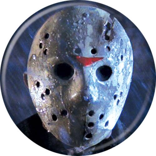 Friday The 13th Mask on Blue  Round 1.25" Button
