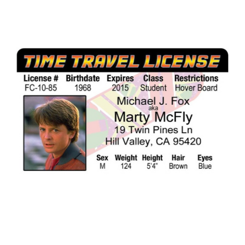 Back to the Future Marty McFly ID Card